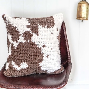 Crochet Pillow Pattern, Cow Crochet Pattern, Crochet Cushion Tutorial, Euro Pillow Pattern, Easy Crochet Pillow Cover, DIY Cushion Pattern