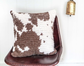 Crochet Pillow Pattern, Cow Crochet Pattern, Crochet Cushion Tutorial, Euro Pillow Pattern, Easy Crochet Pillow Cover, DIY Cushion Pattern