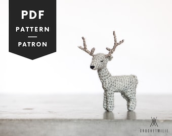 PATRON au CROCHET #031--L'adorable chevreuil - PDF en Francais et Anglais - pour mobile de bebe - unisexe - animal au crochet - amigurumi