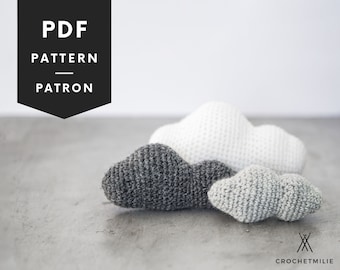 Cloud Amigurumi Crochet Pattern: Baby Mobile, 3 Sizes (PDF Download)
