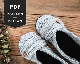 Crochet slippers pattern, ballerina cozy home shoes, house slippers pattern