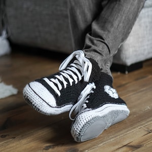 CROCHET slippers PATTERN | Crochet shoes style | High top Sneaker tutorial for men and women image 6