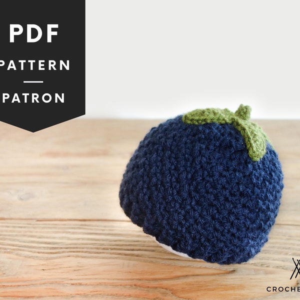 PATRON au CROCHET #022--Chapeau bleuet (bebe et enfants) - PDF - chapeau fruit - idee cadeau shower pour nouvelle maman - garcon et fille