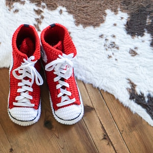 GEHAAKTE pantoffels PATROON Gehaakte schoenen stijl Hoge sneaker-tutorial voor mannen en vrouwen afbeelding 5