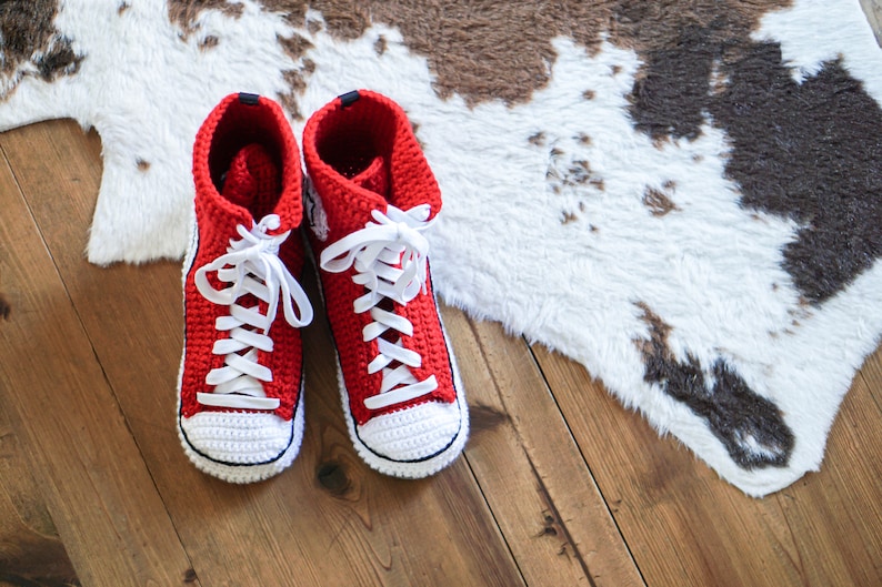 CROCHET slippers PATTERN | Crochet shoes style | High top Sneaker tutorial for men and women image 5