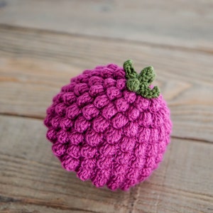 Crochet Hat Patterns, Raspberry Hat, Baby Crotchet Hat, Fruit Shape Hat For Kids, Raspberry Beret, Beanie Pattern, Winter Hat Pattern, 024 image 2