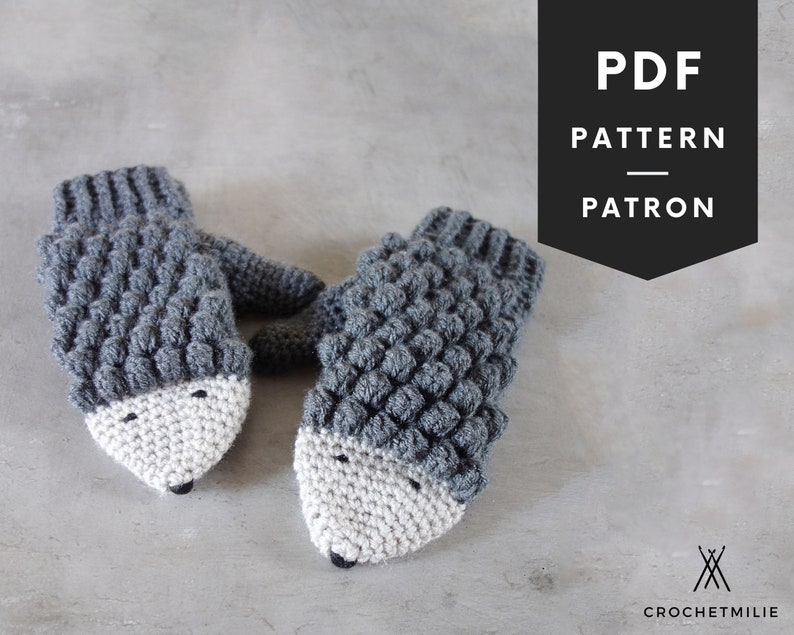 Crochet Mittens Pattern Hedgehog Mittens Crocheted Animal Etsy Canada