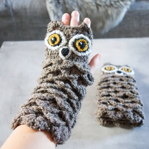 Crochet Owl Gloves Pattern, Mittens Owl Crochet Pattern, Fingerless Gloves, Animal Mittens Pattern, Animal Gloves, Instant Download, 002 image 3