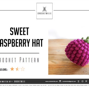 Crochet Hat Patterns, Raspberry Hat, Baby Crotchet Hat, Fruit Shape Hat For Kids, Raspberry Beret, Beanie Pattern, Winter Hat Pattern, 024 image 5