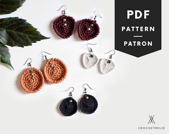 Crochet earrings Bohemian drop style PDF crochet pattern, easy jewelry crochet pattern