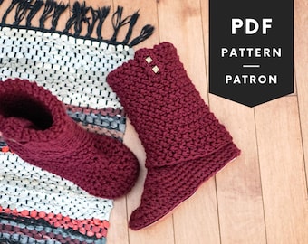 Crochet Slipper Boots Pattern: Women's Sizes 5-12 (PDF Pattern)
