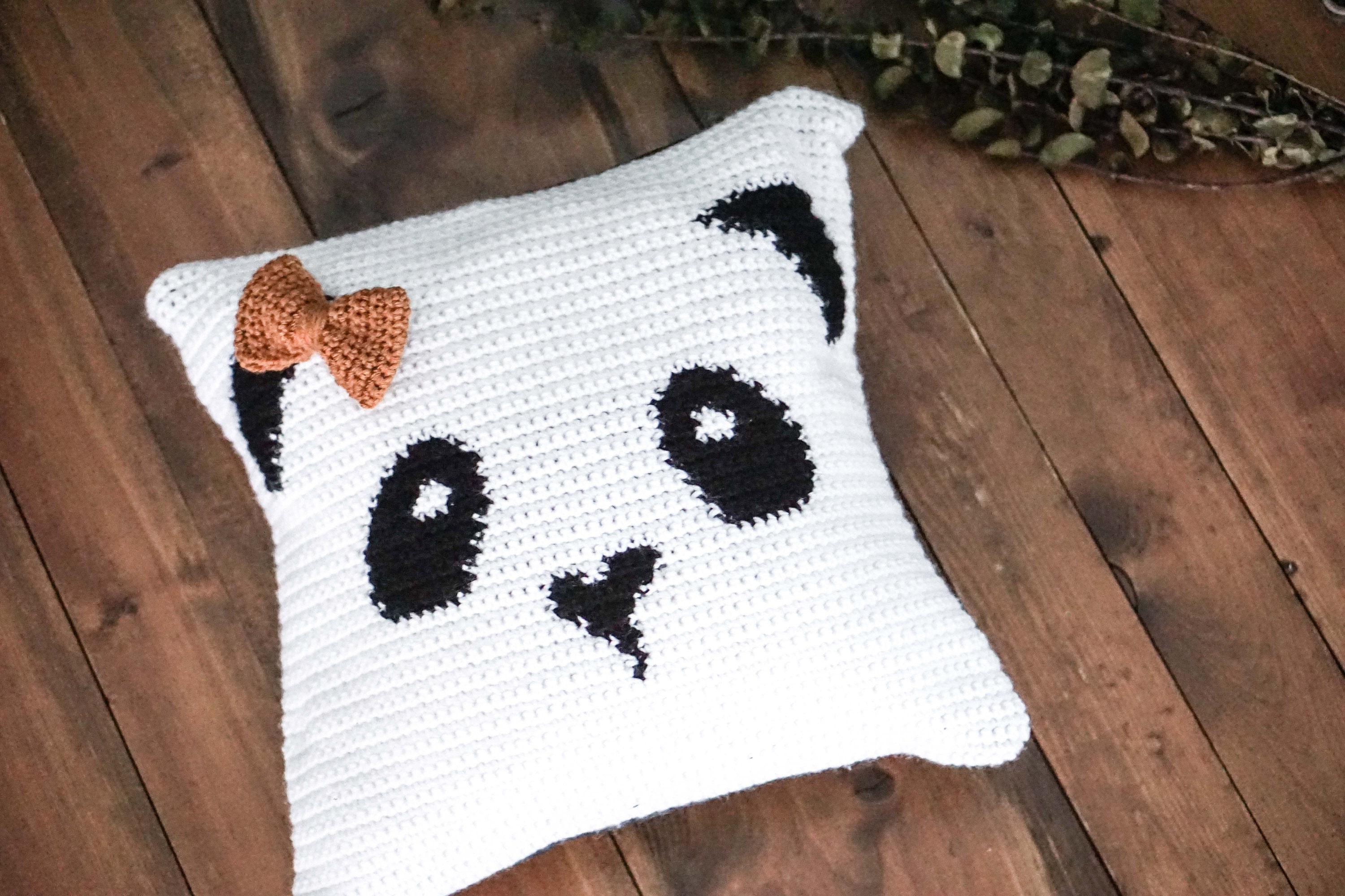 CROCHET PATTERN 072 Panda Pillow Cover PDF in English or Etsy
