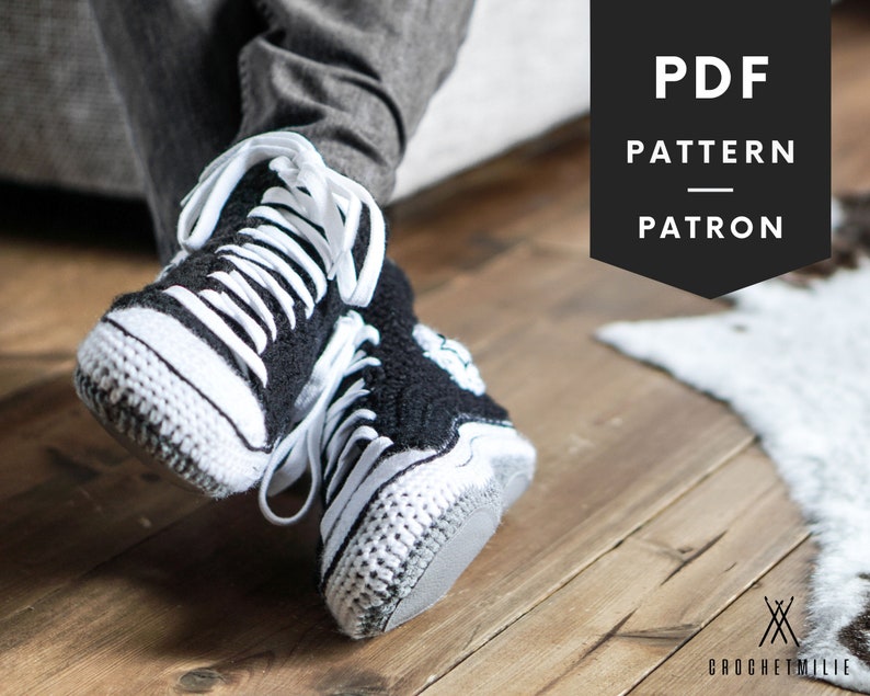 CROCHET slippers PATTERN | Crochet shoes style | High top Sneaker tutorial for men and women image 2