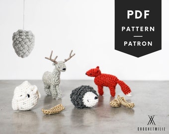 Crochet Mobile Pattern, Package Of 6 Patterns, Mini Amigurumi Pattern, Woodland Animals, Baby Toys Pattern, Crochet Toy, Baby Gift, #068