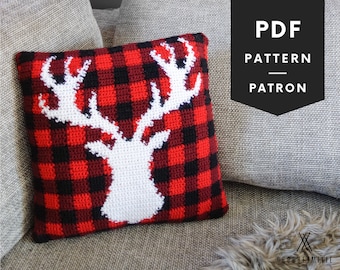 Crochet Deer Pillow Pattern, Pillow Cover Crochet, Moose Pillow Cover, Deer Throw Pillow, Crochet Euro Pillow Sham, Easy  DIY Pillow Crochet