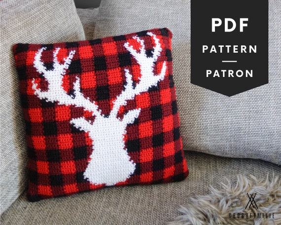 Crochet Deer Pillow Pattern Pillow Cover Crochet Moose Pillow Cover Deer Throw Pillow Crochet Euro Pillow Sham Easy DIY Pillow Crochet Etsy UK