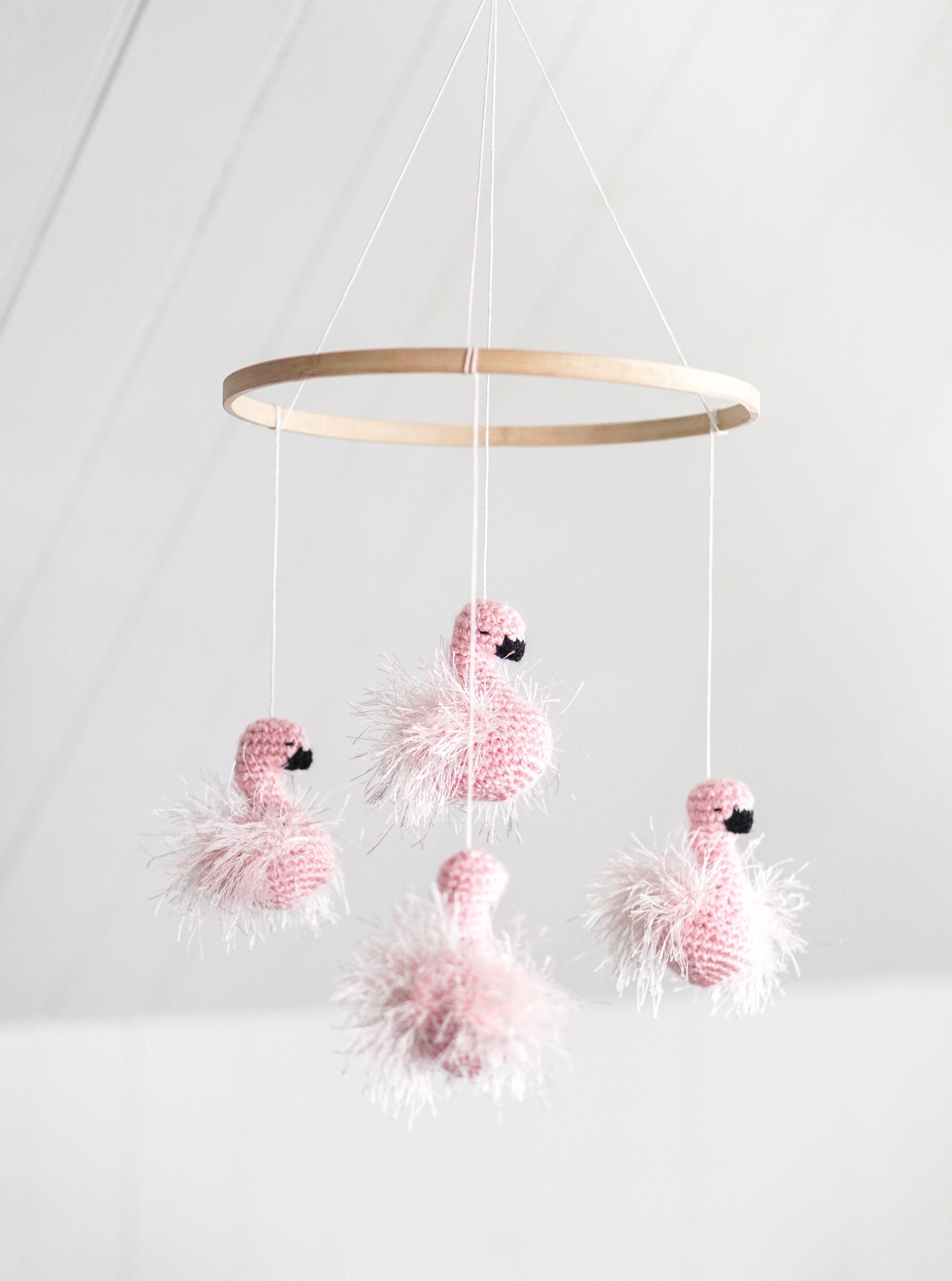 Mobile Pour Bébé Les Flamants Dansants - Theme Nature et Minimaliste Au Crochet Fille Mobile en Tric