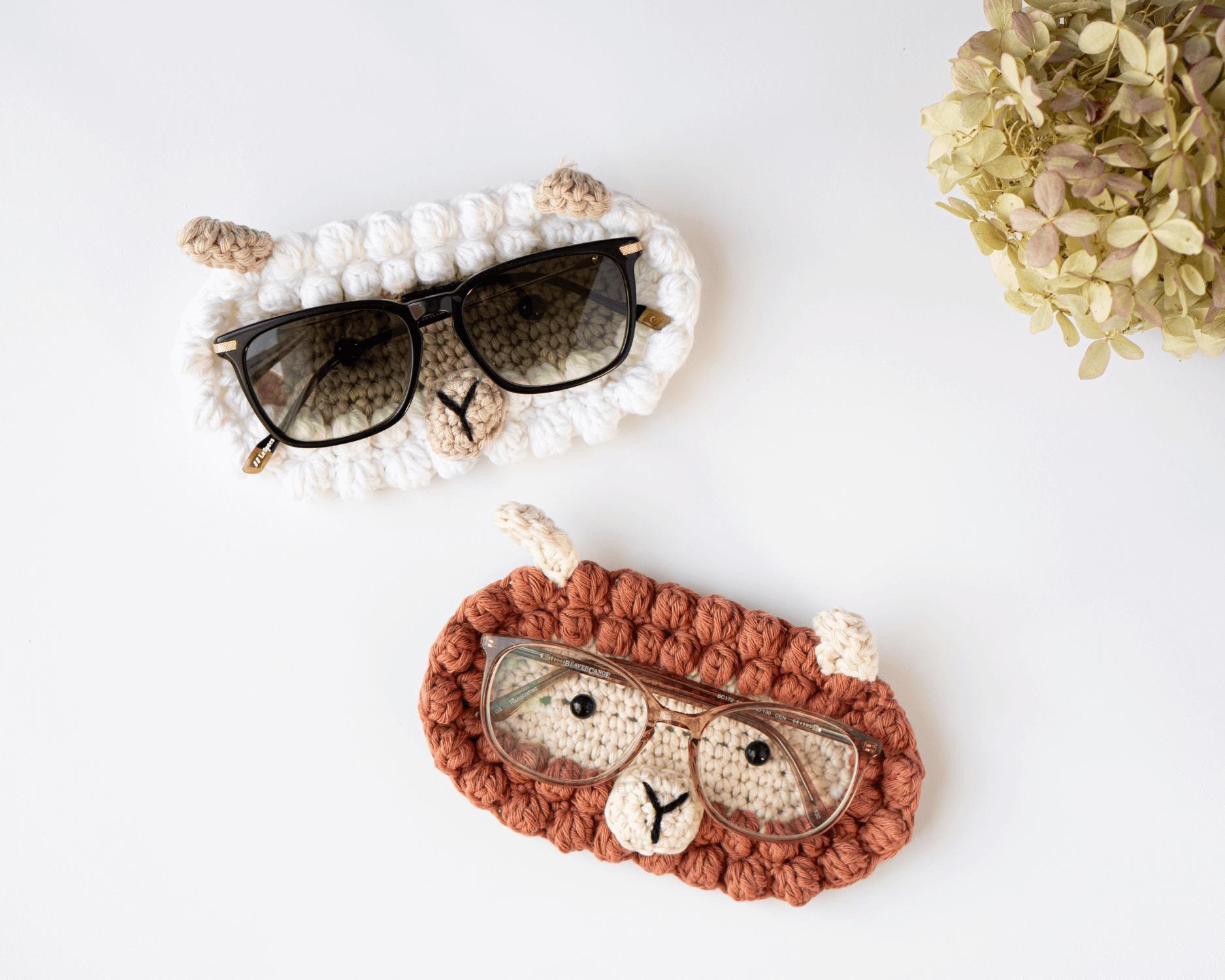 Porte-lunettes au crochet, porte-lunettes plat en mouton, tutoriel PDF et vidéo
