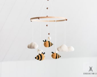 Bees in the cloud baby crochet mobile