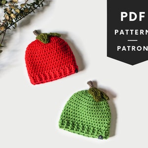 Crochet baby hat pattern, apple fruit shape hat pattern, cute kids apple beanie