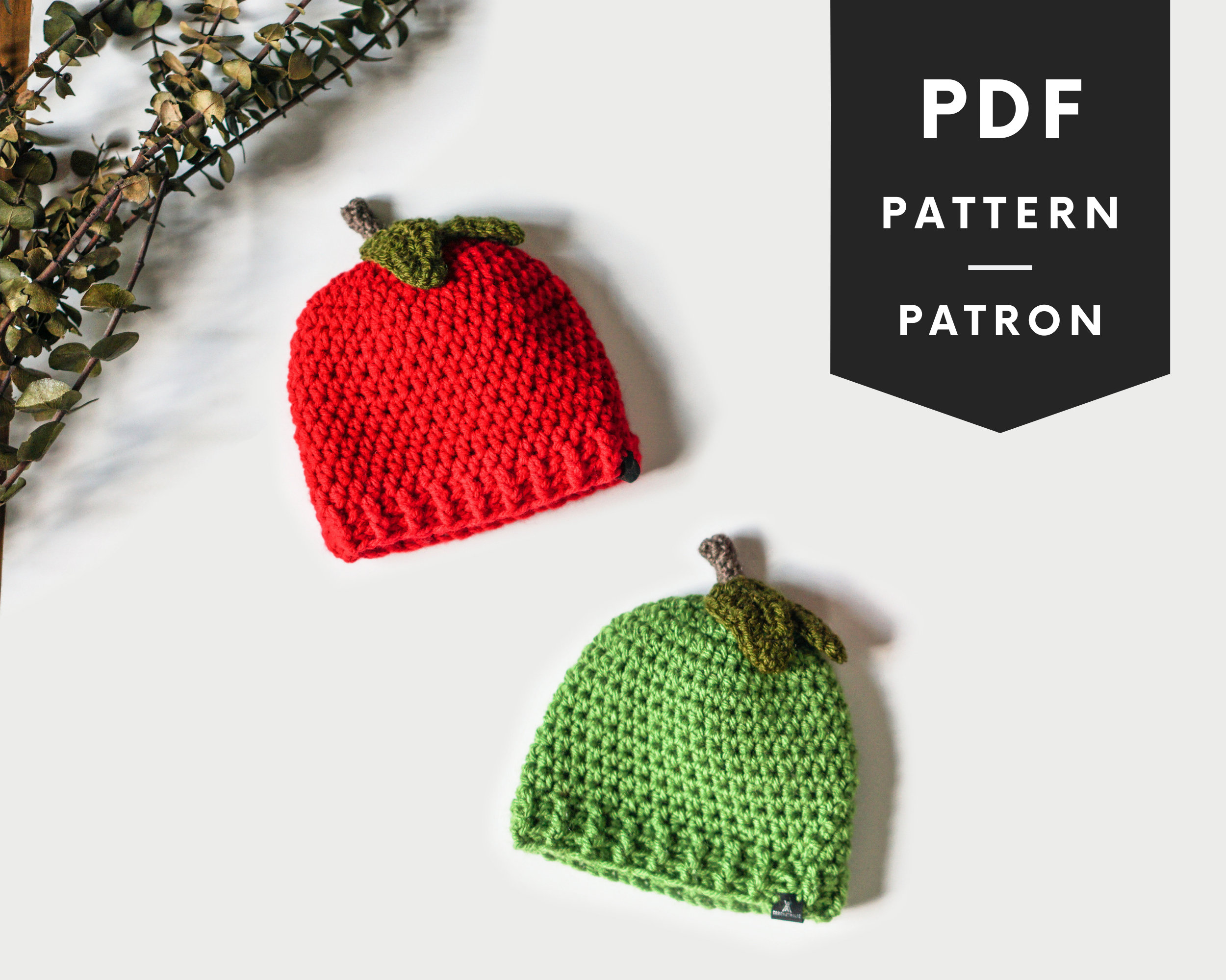 Crochet Baby Hat Pattern Apple Fruit 