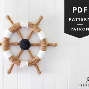 CROCHET boat helm PATTERN | Nautical nursery | PDF pattern wall art | boat steering wheel pattern | crochet boat decor | shop helm | 004