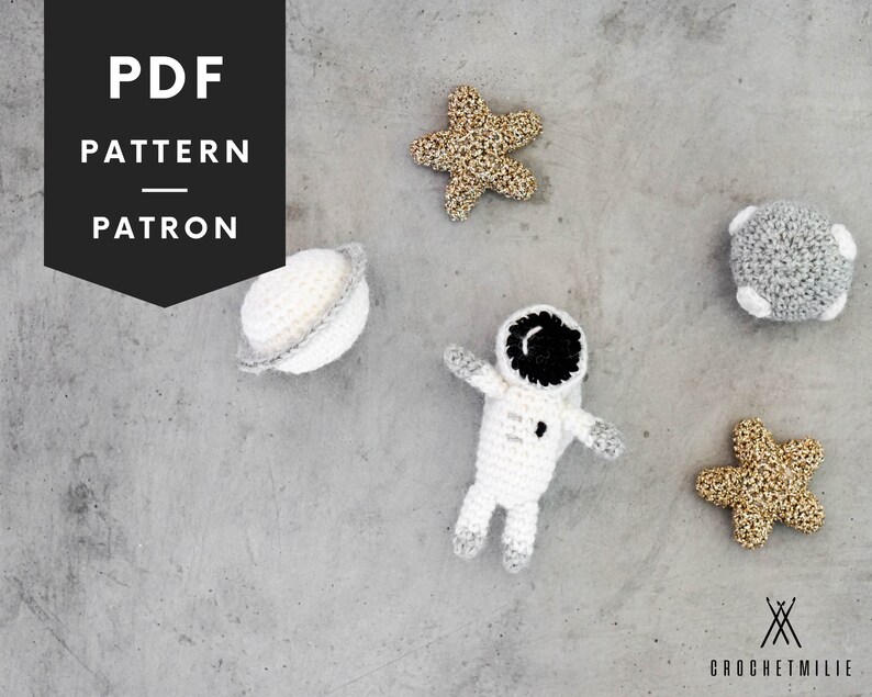 Crochet Astronaut Pattern, Amigurumi Space Theme Planet and Stars ...