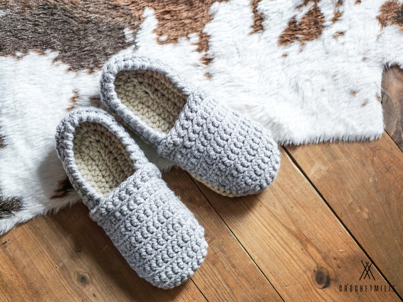 LES CONFOS Pantoufles pour hommes et femmes souliers de maison moderne en laine idée cadeau pour lui papa crochet tricot image 2