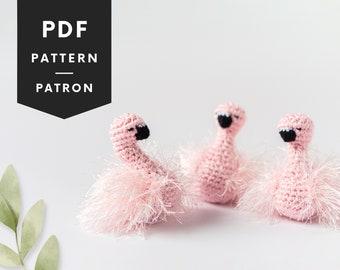 Crochet mini flamingo pattern for baby mobile, amigurumi flamingo, baby fluffy bird animal