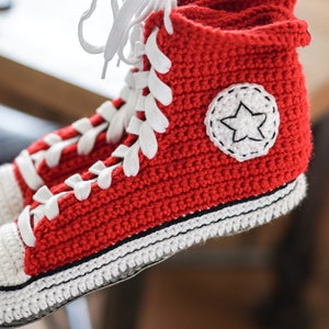 CROCHET slippers PATTERN | Crochet shoes style | High top Sneaker tutorial for men and women image 7