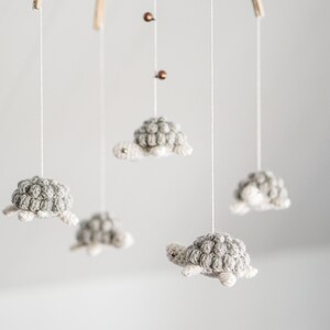 Baby mobile Happy little turtles ocean theme nursery crochet neutral baby shower girl and boy knit baby mobile wool crib image 5