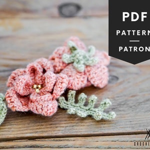 Flower Crochet Pattern, Small Flower And Leaf, Crochet Decoration Pattern, Baby Crochet Decor, DIY Crochet Flower, Instant Download image 1