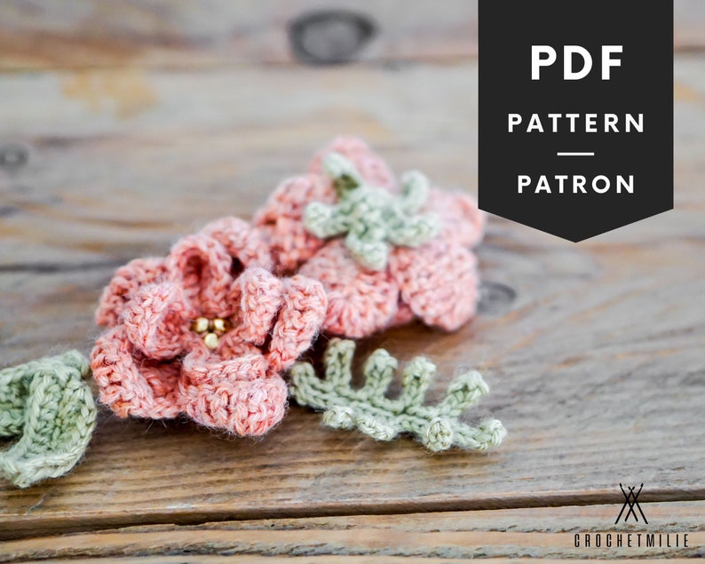 Flower Crochet Pattern, Small Flower And Leaf, Crochet Decoration Pattern, Baby Crochet Decor, DIY Crochet Flower, Instant Download image 1