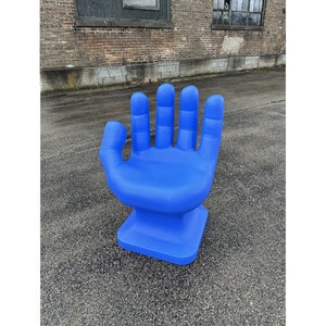 Ocean Blue LEFT Hand Shaped Chair 32 Tall Adult Size 70 s Retro