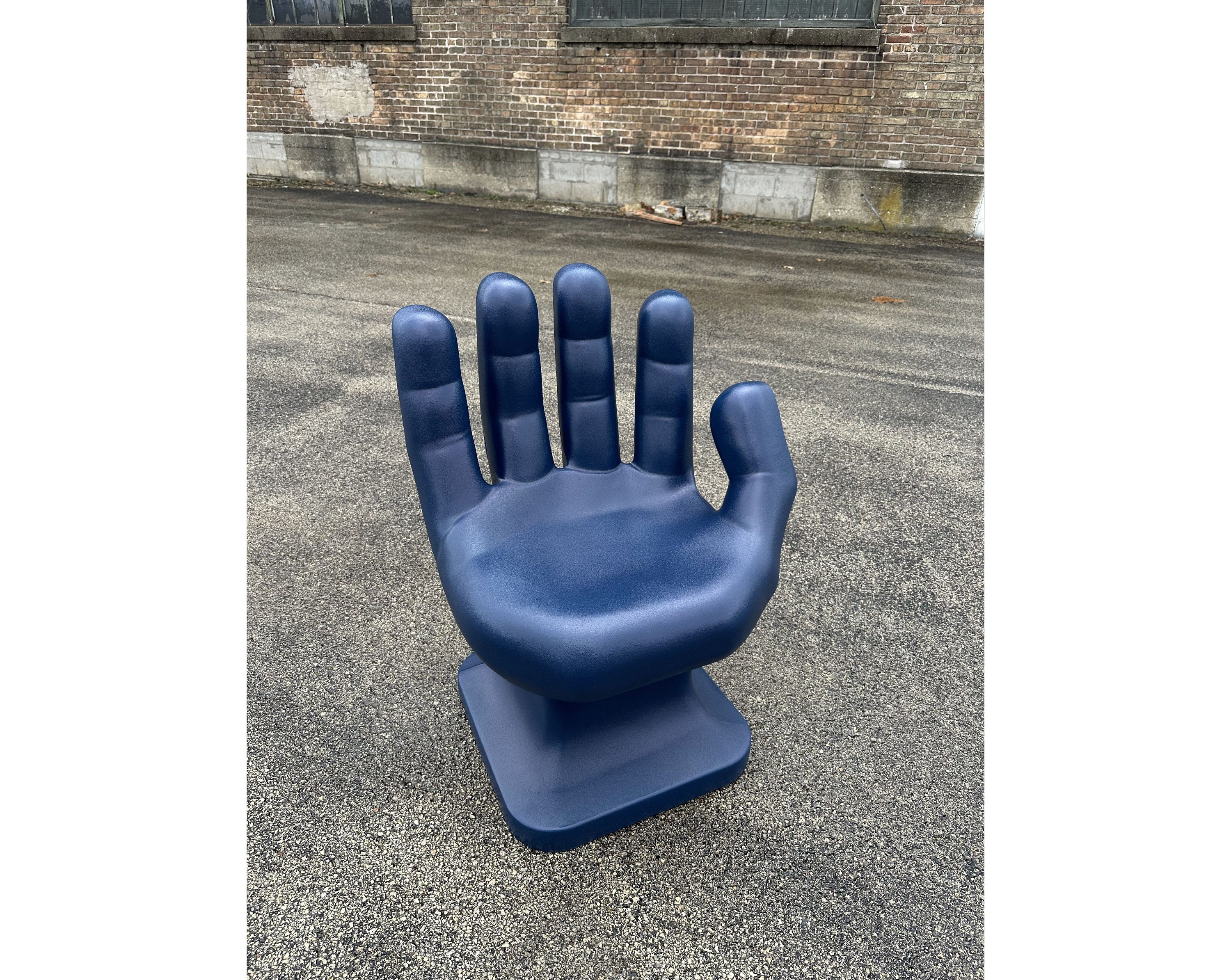 Navy Blue RIGHT Hand Shaped Chair 32 Tall Adult Size 70 s Retro