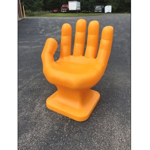 Light Orange LEFT Hand Shaped Chair 32 Tall Adult Size 70 s Retro