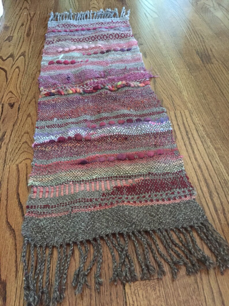 Hand Woven Table Runner / Dusty Rose Pink and Gray Decorative Etsy