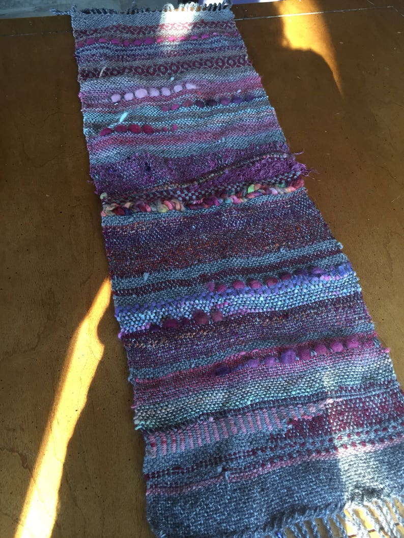 Hand Woven Table Runner / Dusty Rose Pink and Gray Decorative Etsy