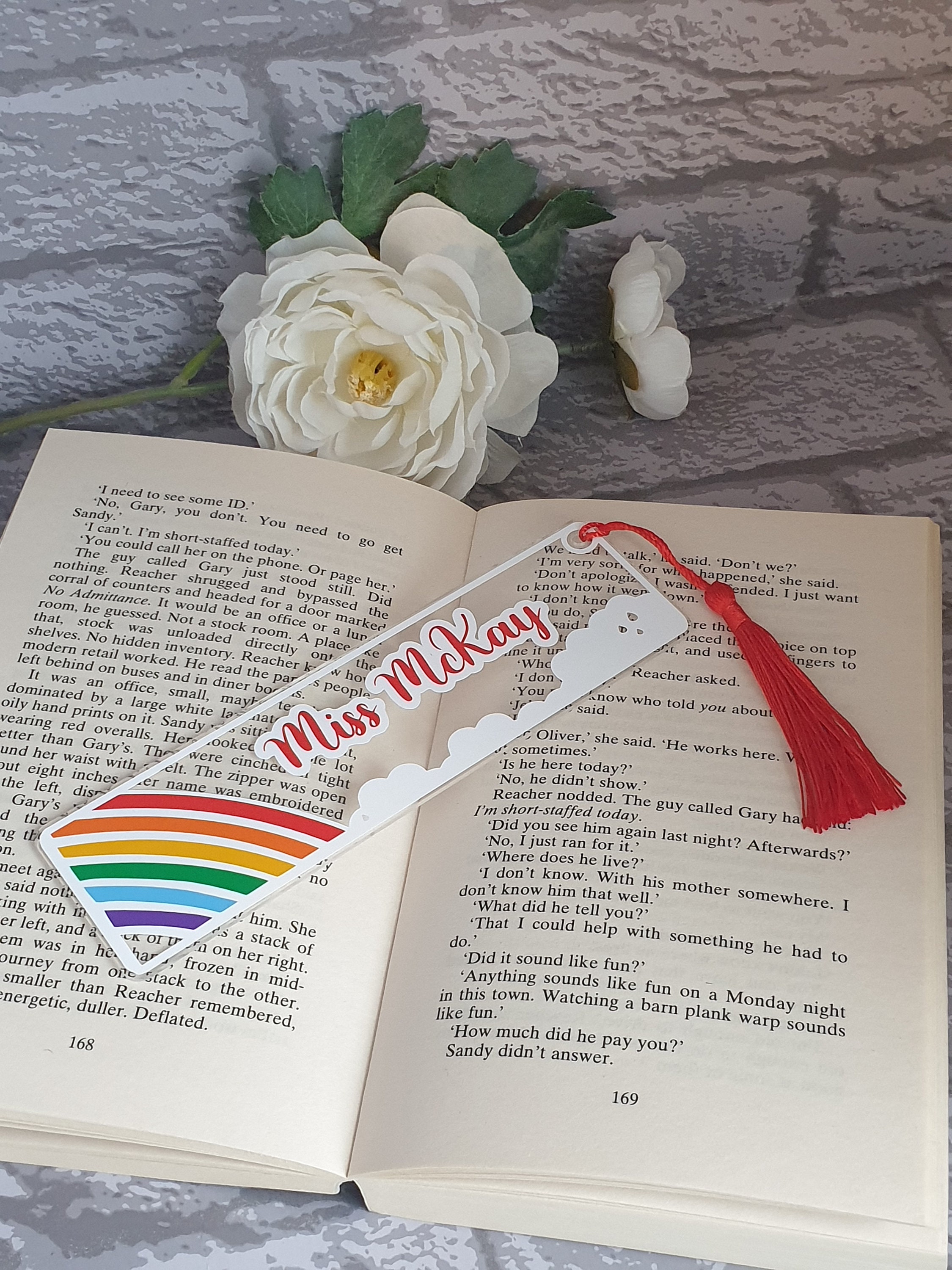 Rainbow Bookmark - Acrylic - Custom/Personalised - Name - Teacher - B…