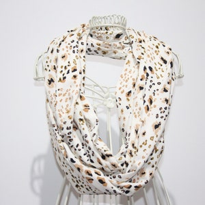 Handmade Infinity Scarf Leopard print, womens scarf, loop scarf, floral, scarf, for mum, ladies scarf, cream, mother day gift, mum