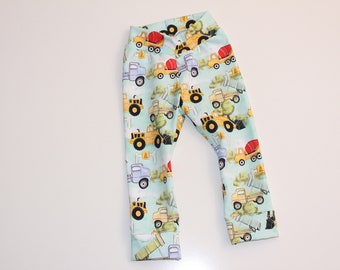 Baby Leggings Truck Size 1, handmade pants, 1 year old clothing, baby pants, 12-18 months, truck, boys toys, 1st birthday, machinery