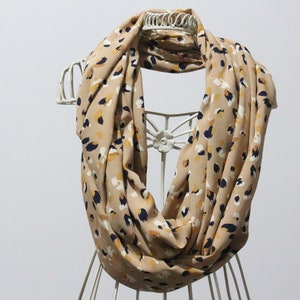Handmade Infinity Scarf Leopard Print, womens scarf, loop scarf, womens fashion, gift for her, animal print, tan