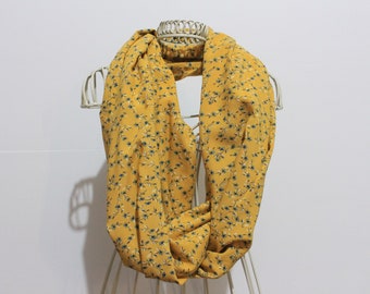 Handmade Infinity Scarf Mustard floral, womens scarf, loop scarf, womens fashion, scarf, for mum, ladies scarf, women accessories