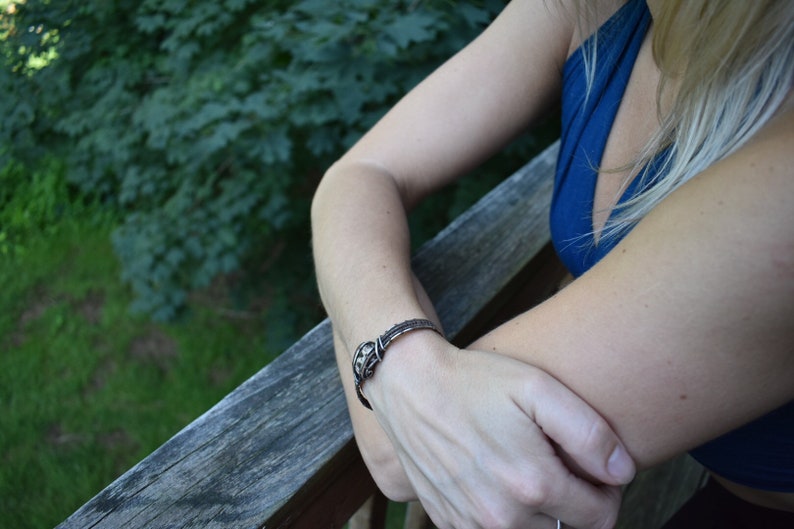 Petrified Palm Wood Wire Wrapped Cuff Bracelet image 4