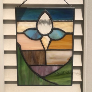 Floating Flower Stained Glass Panel Wall Hanging Sun Catcher image 3