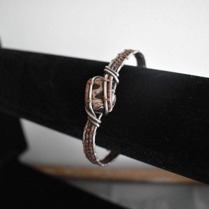 Petrified Palm Wood Wire Wrapped Cuff Bracelet image 1