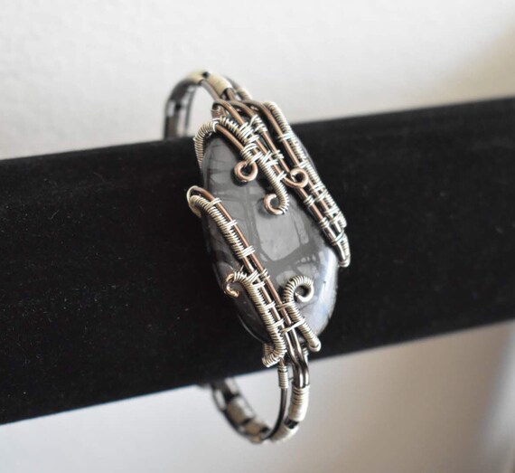 Picasso Jasper Wire Wrapped Cuff Bracelet