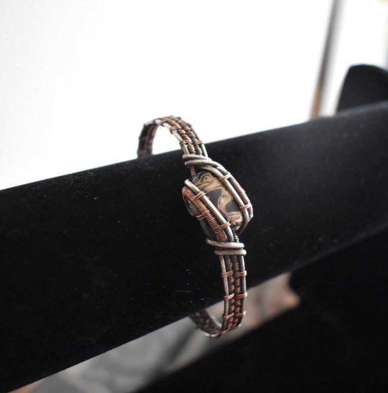 Petrified Palm Wood Wire Wrapped Cuff Bracelet image 2