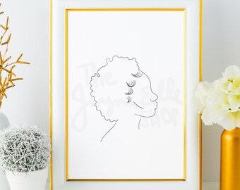 Afro Minimalism Printable Downloadable Simple BabyHair Wall Art for Home Office Bedroom Powder Room Bathroom Kitchen She Shed Hanging Art