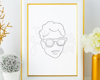 Afro Minimalism Printable Downloadable Simple Glasses Wall Art for Home Office Bedroom Powder Room Bathroom Kitchen She Shed Hanging Art